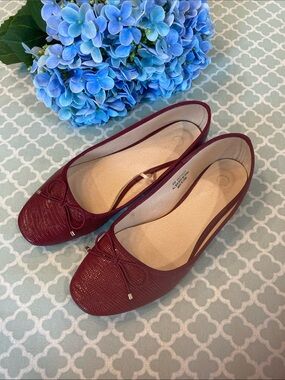 Cato Burgundy Faux Patent Alligator/Snake Ballet Flats 8